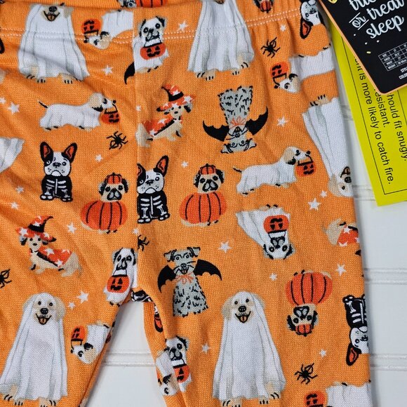 Trick or Treat Sleep Kids Puppy Print Glow In The Dark Pajama Set Size 3T NWT - Picture 6 of 8